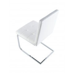 Silla de Comedor Modelo Vanity Símil Piel Blanco y Cromo