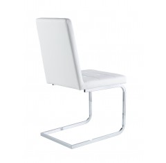 Silla de Comedor Modelo Vanity Símil Piel Blanco y Cromo