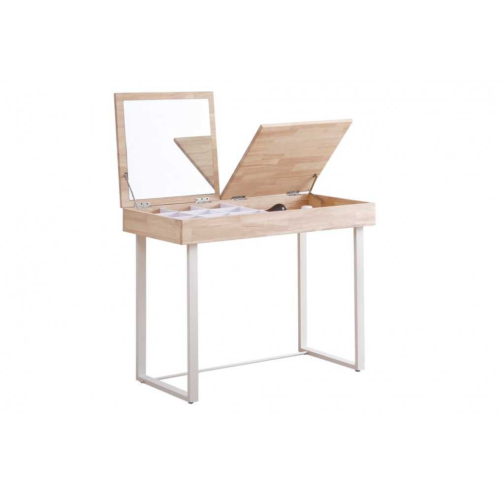Mesa Tocador con Espejo 100x50x76cm Pretty Roble Nordish y Blanco Mesa Tocador con Espejo 100x50x76cm Pretty Roble Nordish y Blanco