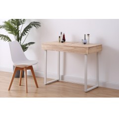 Mesa Tocador con Espejo 100x50x76cm Pretty Roble Nordish y Blanco