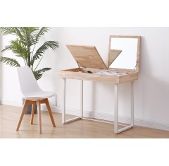 Mesa Tocador con Espejo 100x50x76cm Pretty Roble Nordish y Blanco