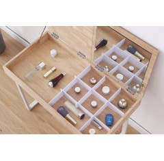 Mesa Tocador con Espejo 100x50x76cm Pretty Roble Nordish y Blanco