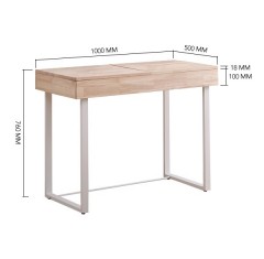 Mesa Tocador con Espejo 100x50x76cm Pretty Roble Nordish y Blanco