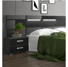 Cabecero Rambla con leds 260 cm ceniza y negro